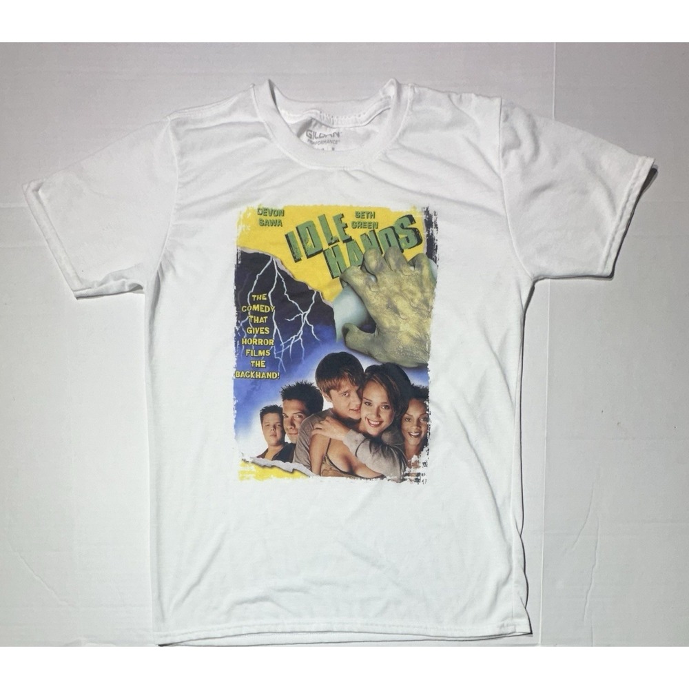 Idle Hands T Shirt Mens Medium White Graphic Movie Promo Horror Comedy